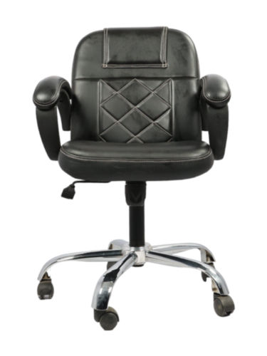 Adhunika Black Revolving Leather Diamond Design Office Chair