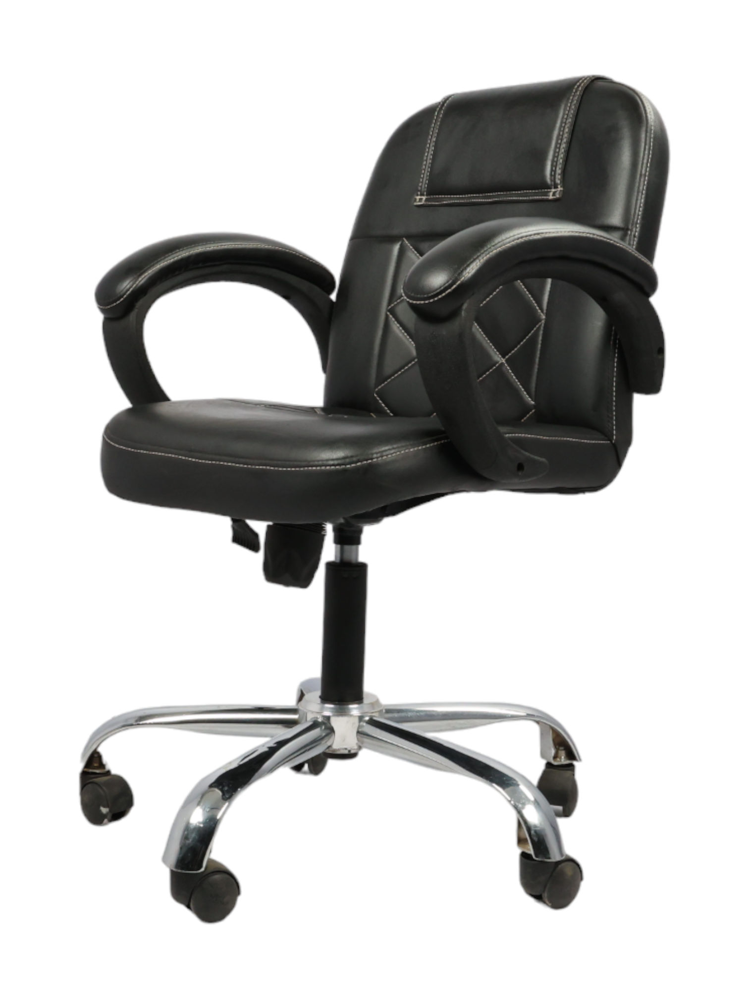 Adhunika Black Revolving Leather Diamond Design Office Chair