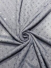 Grey Schiffli Poly Linen Fabric For Menswear Kurta - Attributes: Comfortable & Soft