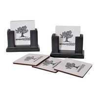 Corporate Desktop With Coaster Set - Color: Black