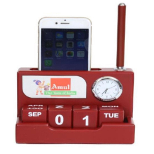 Desktop With Watch, Dice Calender, Mobile Stand, Memo Pad And Pen