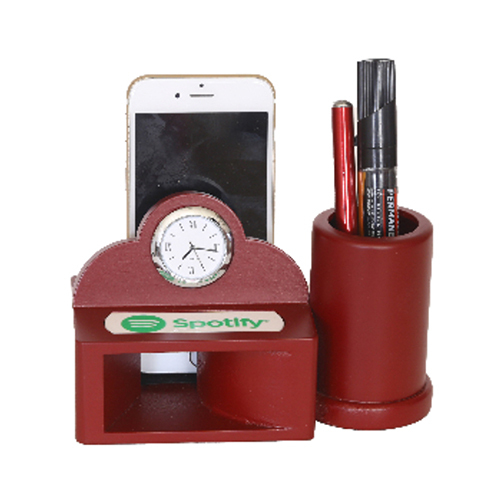 Desktop With Mobile Speaker And Pen Holder