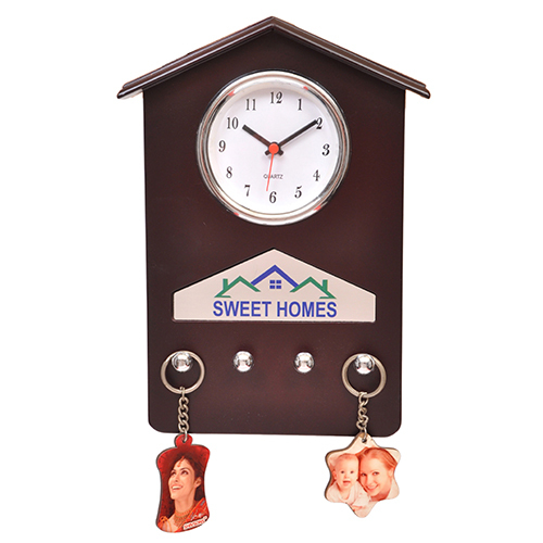 Wooden Hanging Desktop With Watch And Key Hanger