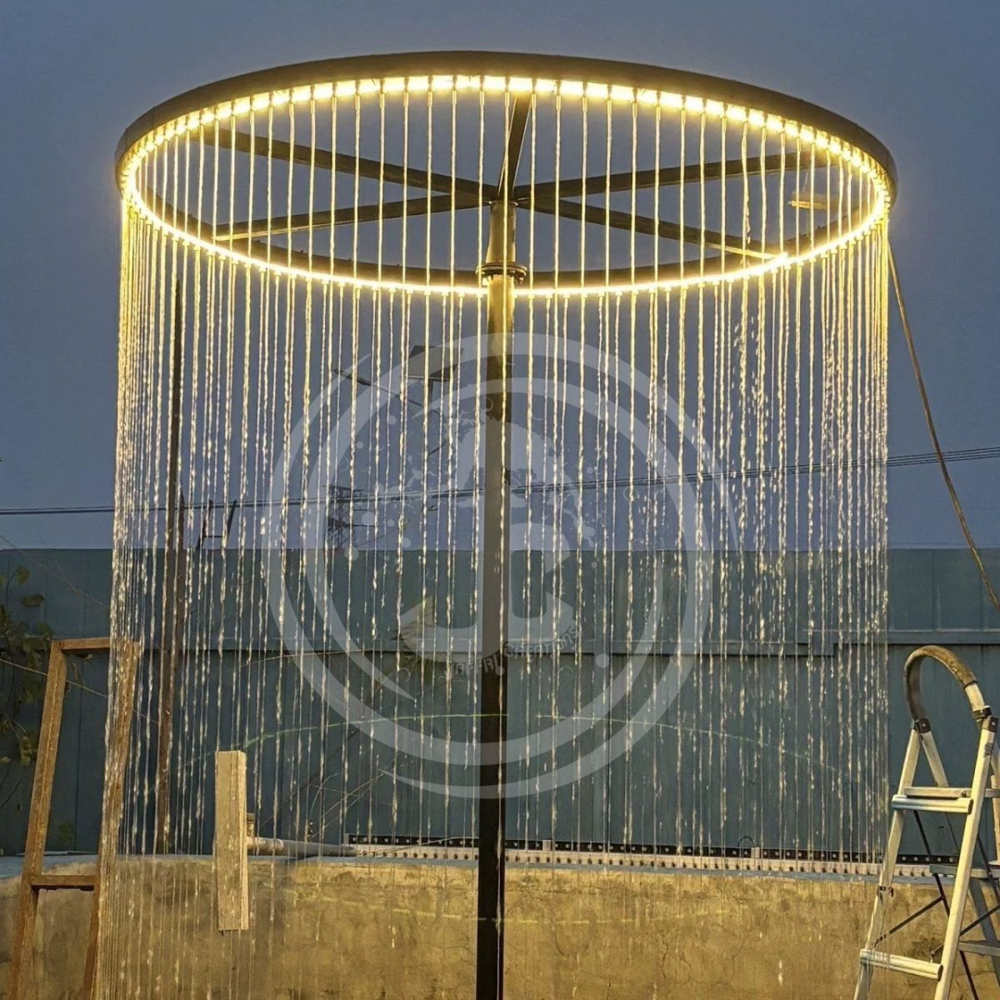 Curved String Fountain - Artfully Crafted, 360° Water Cascade, Mesmerizing String Design , Tranquil Ambiance Creator