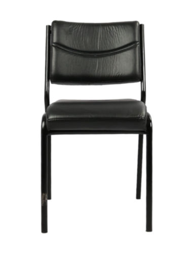 Adhunika Iron Dining Chair With Leather Seat (Black)