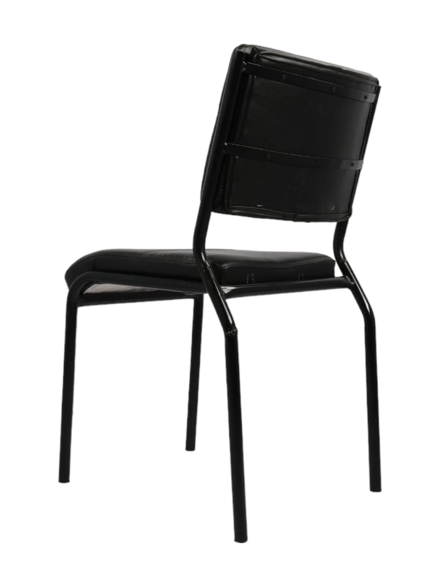 Adhunika Iron Dining Chair With Leather Seat (Black)