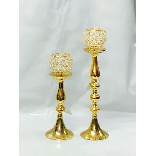 Golden Decorative Crystal T Light Holder