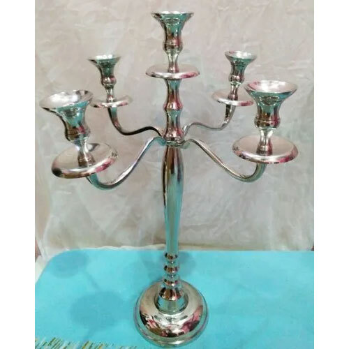 5 Arm Silver T Light Candelabra