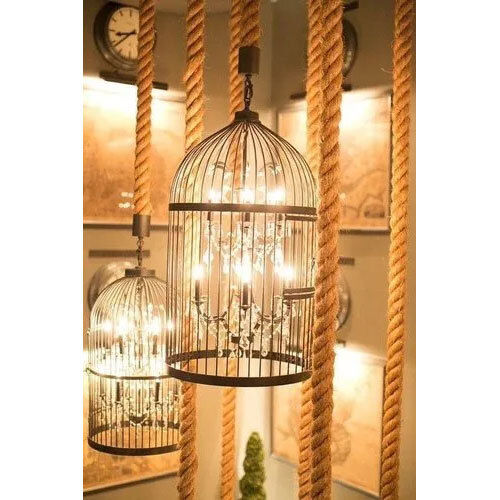 Golden Hanging Bird Cage Chandelier