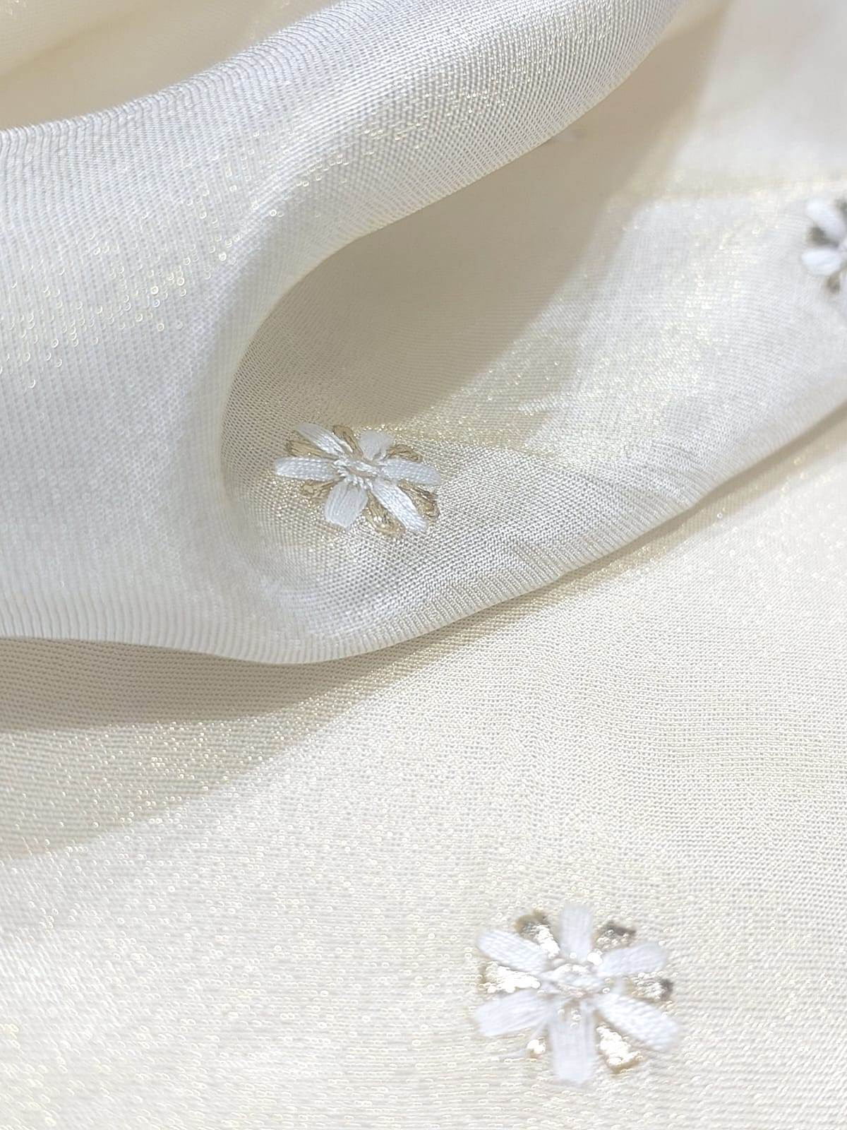 Designer Embroidery Tissue Butti fabric