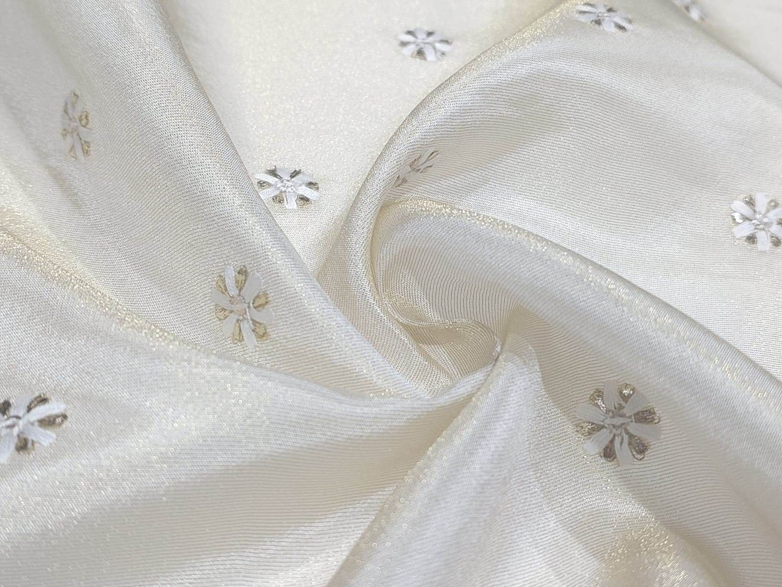 Designer Embroidery Tissue Butti fabric