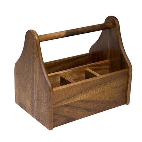 Wooden Cutlery Holder - Sheesham Wood, Caddy Utensils Stand with 4 Compartments | Kitchen Organizer for Cutlery and Utensils