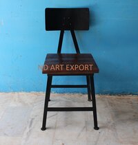 Industrial Dining  Chair With Wooden Top And MS Iron Frame