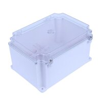 Abs Plastic Enclosure - 130x180x100mm | Ip67 Waterproof, Hinge Design, Removable Transparent Lid, Includes Din Rail & Cable Glands, Easy Wall Mounting Options