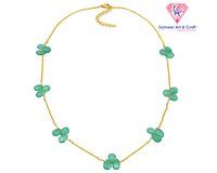 Green Onyx Gemstone Gold Plated Faceted Necklace