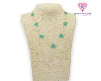 Green Onyx Gemstone Gold Plated Faceted Necklace