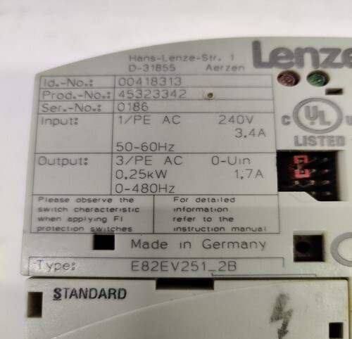 LENZE E82EV251-2B FREQUENCY INVERTER