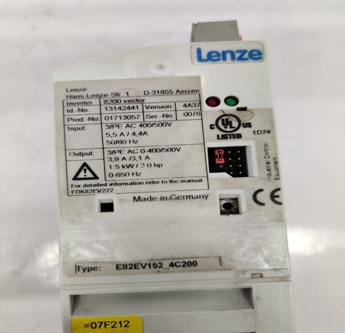 LENZE E82EV152-4C200 FREQUENCY INVERTER