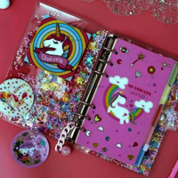 Spirel Dairy Plastic Cover - Feature: Unicorn Design With Glitter Embellishments