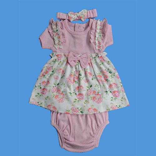 Washable Girls Printed Frock With Panty