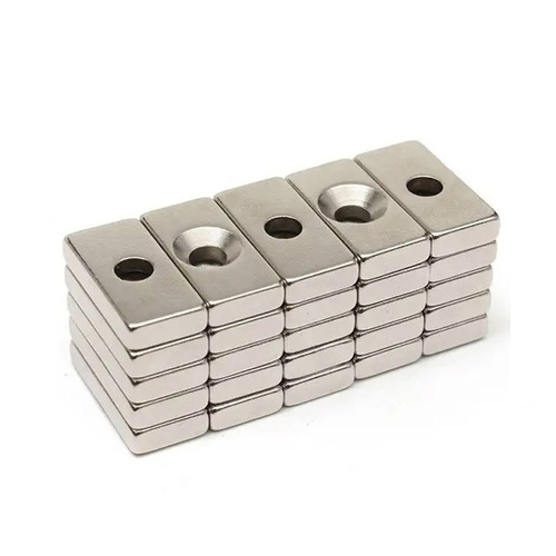 Sintered Neodymium NdFeB Magnet Block With Countersunk Hole