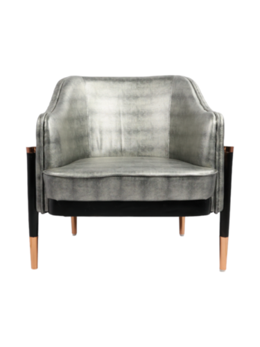 Adhunika Wooden Lounge Chair-Silver