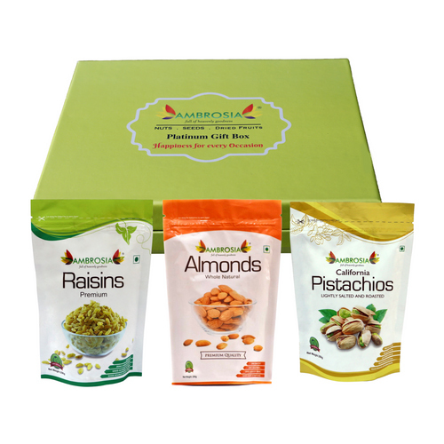 750 GM Almonds-Pistachio And Raisins Dry Fruit Gift Box