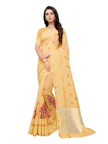 Kotadoria Saree - Cotton Blend, 5.5 Mtr Length, 44 Width | Classy Look, Comfortable Fit, Stunning Floral Embroidery, Trendy Evening Wear