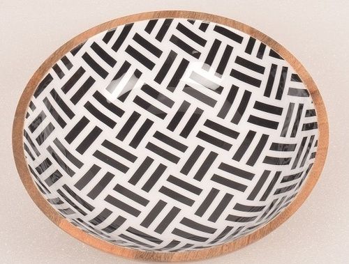 10 Inch Wooden Bowl With Enamel