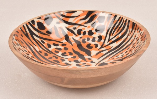 12 Inch Wooden Bowl With Enamel