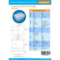 ABS Enclosure 560 X 380 X 180 mm IP67