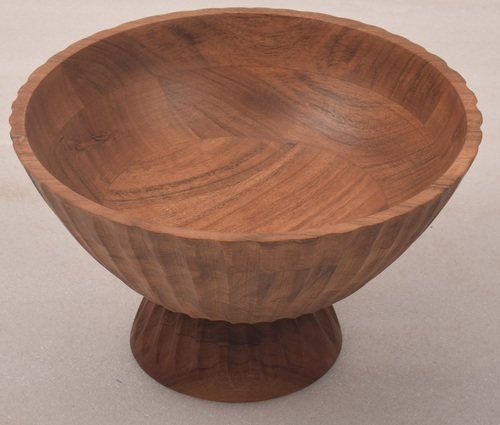 9 Inch Wooden Bowl With Pedestel