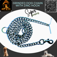 Grinded Twisted Iron Dog Chain With Zinc Hook - High Quality Iron Material, Silver Finish | Strong Design For Enhanced Dog Safety