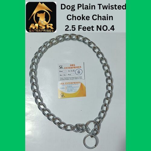 Silver 2.5 Feet Plain Twisted Iron Dog Choke Chain'