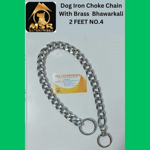 2 Feet Grinded Twisted Iron Dog Choke Chain With Brass Bhorkali