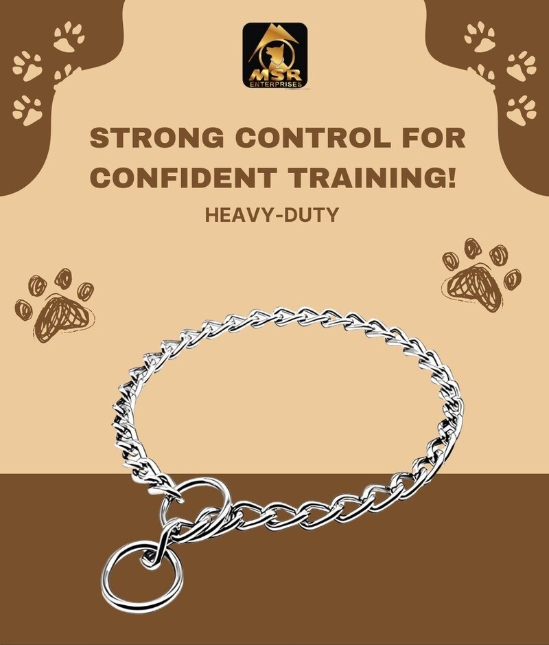 1.5 Feet Plain Twisted Iron Dog Choke Chain - High-Quality Iron, 1.5 Feet Long, Silver Color | Durable Design for Medium to Large Dogs