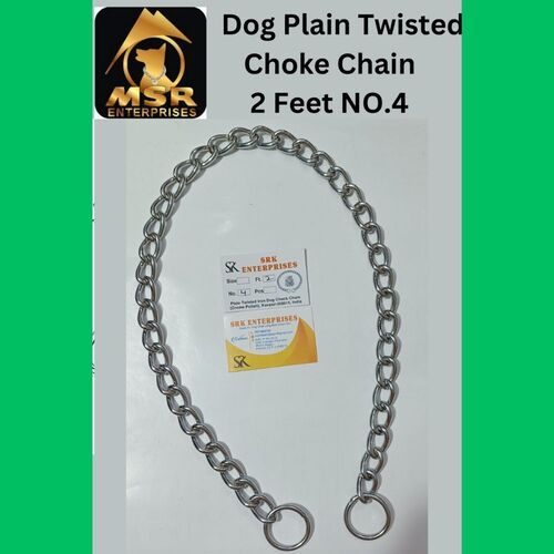 Silver 2 Feet Plain Twisted Iron Dog Choke Chain