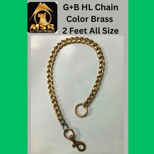 High Quality 2 Feet Yellow Gold Grinded Twisted Iron Dog Half Lead Chain With Brass Hook