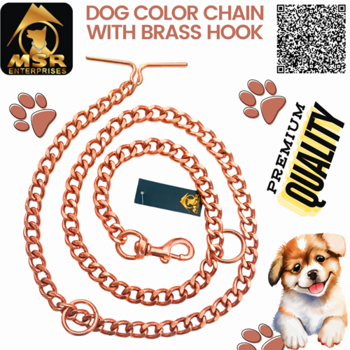 Rose Gold Polish Grinded Twisted Iron Dog Chain With Brass Hook