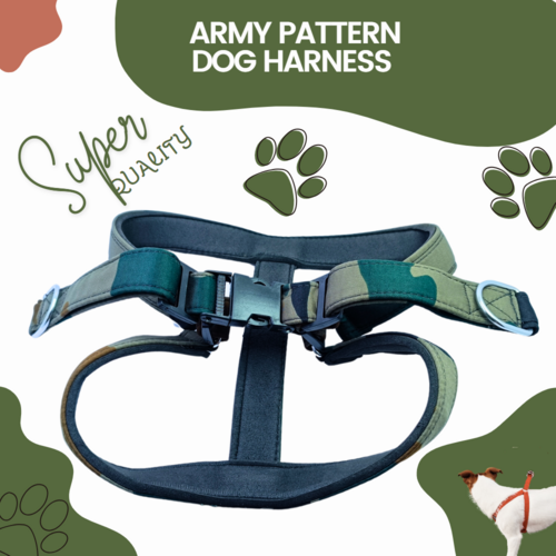 Dog Hraness Body Belt Padded Army Pattern