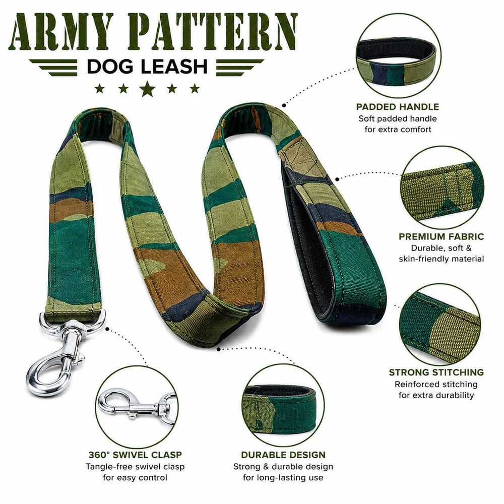 Dog Leash Army Padded