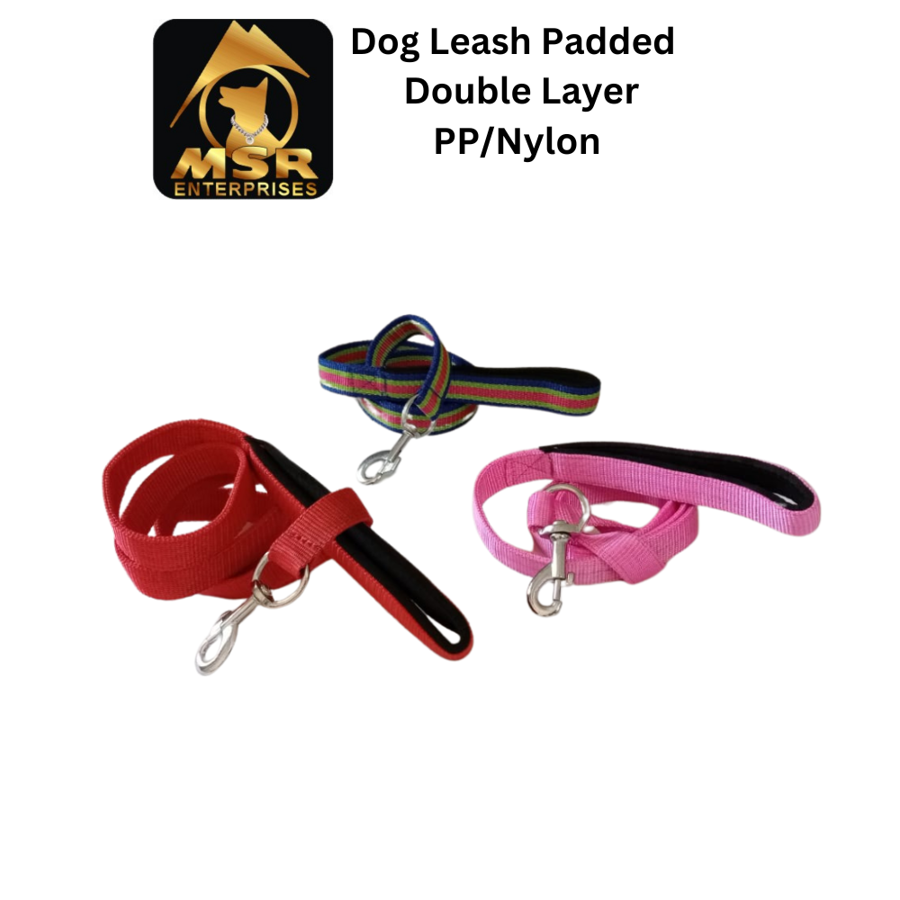 Pink Pp And Nylon Padded Dog Leash