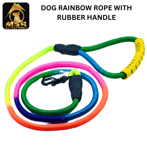 Dog Rainbow Rope with Rubber Handle