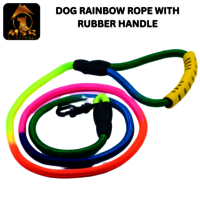 Dog Rainbow Rope With Rubber Handle - 15mm | Multicolor Durable Nylon, Ideal For Training And Outdoor Activities