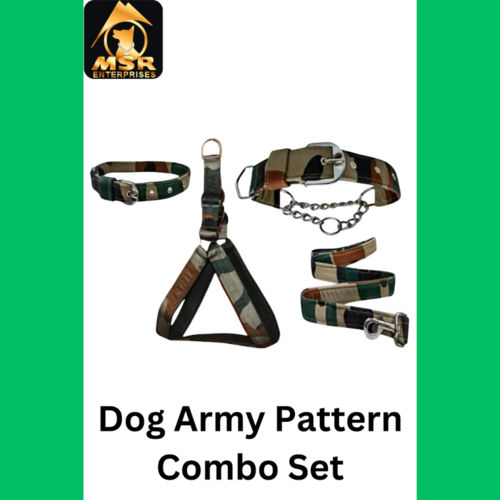 Army Pattern Dog Bodybelt + Collar + Leash + Choke Collar Set