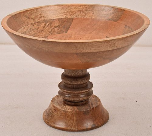 12 Inch Wooden Bowl With Pedestel