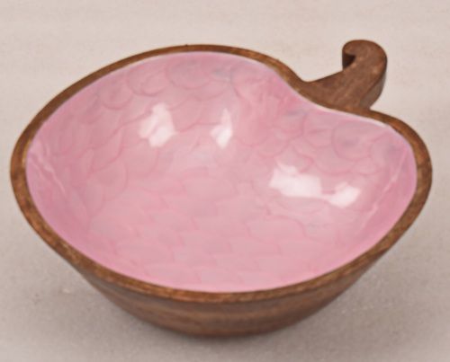 Wooden Apple Shape Bowl With Enamel