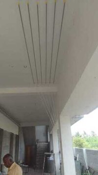 Apartment Ceiling Mounted Cloth Drying Hangers - Color: Silver