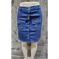 Denim Skirts For Girl - Cotton Blend, Casual Dress Type, Blue Color | Washable, Plain Pattern, Suitable For All Seasons