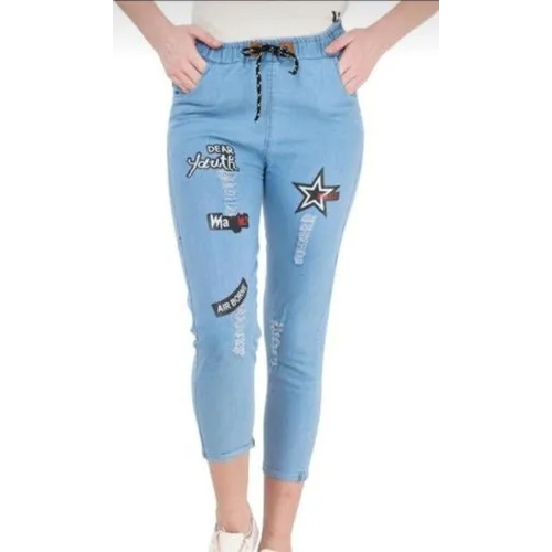 Women Denim Print Joggers